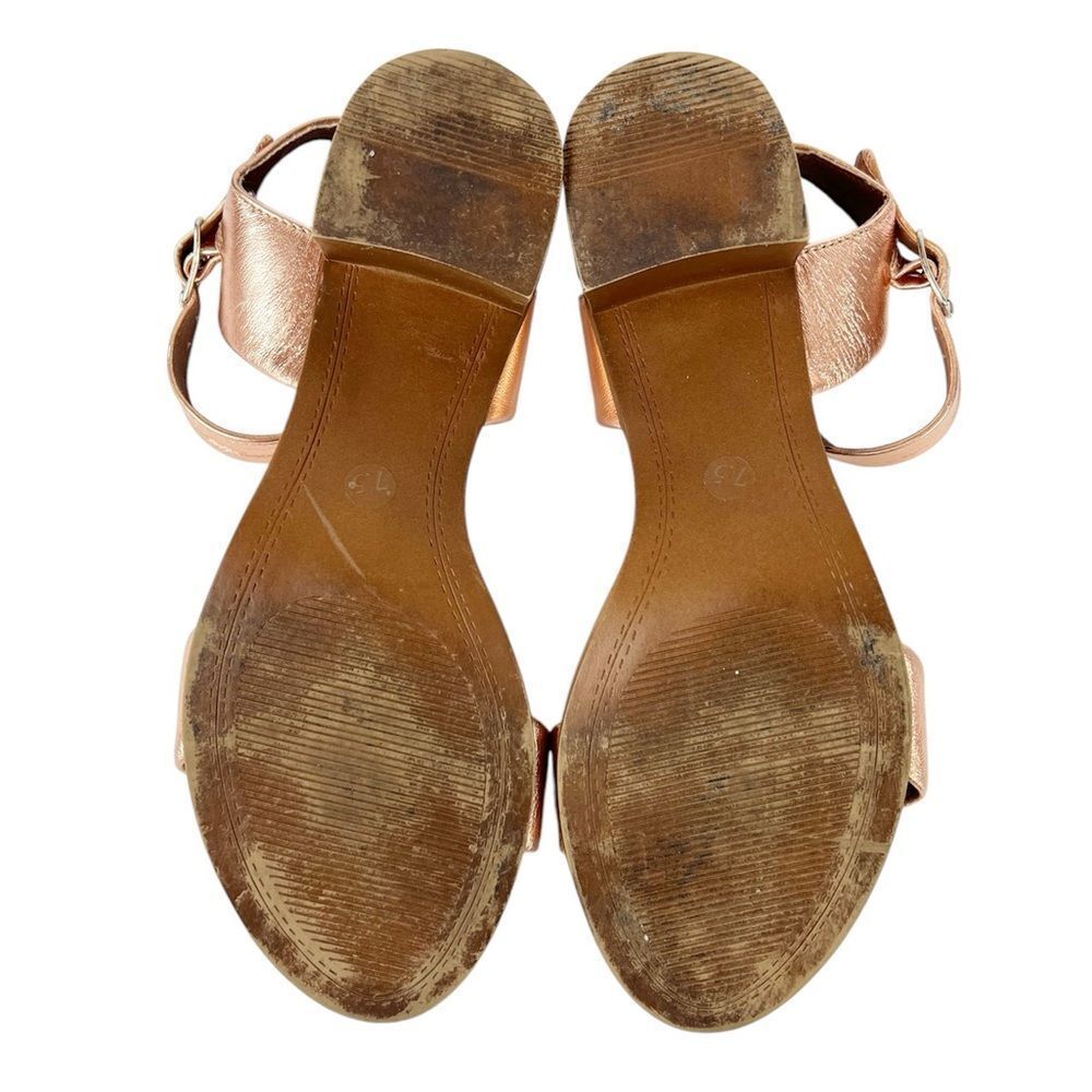 Steve Madden April Rose Gold Brown Chunky Sandals Block Heel Ankle Strap 7.5 - Picture 11 of 13
